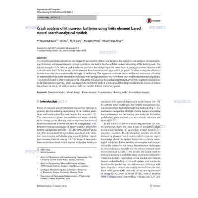 Crash analysis of lithium-ion batteries using finite element based neural search analytical models